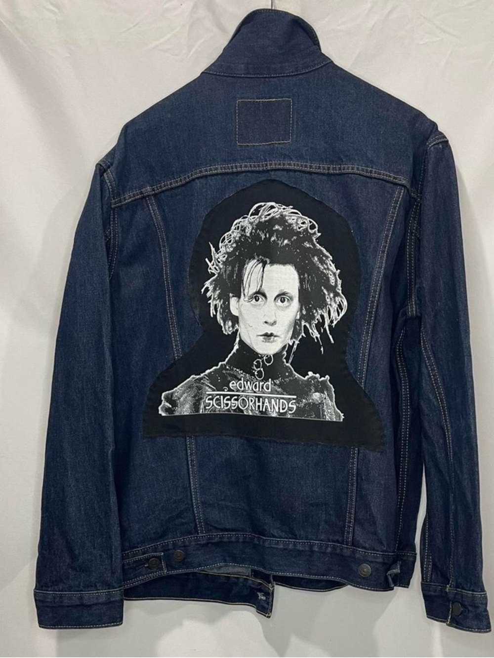 Edward Scissorhands Graphic Denim Jacket - Dark Blue